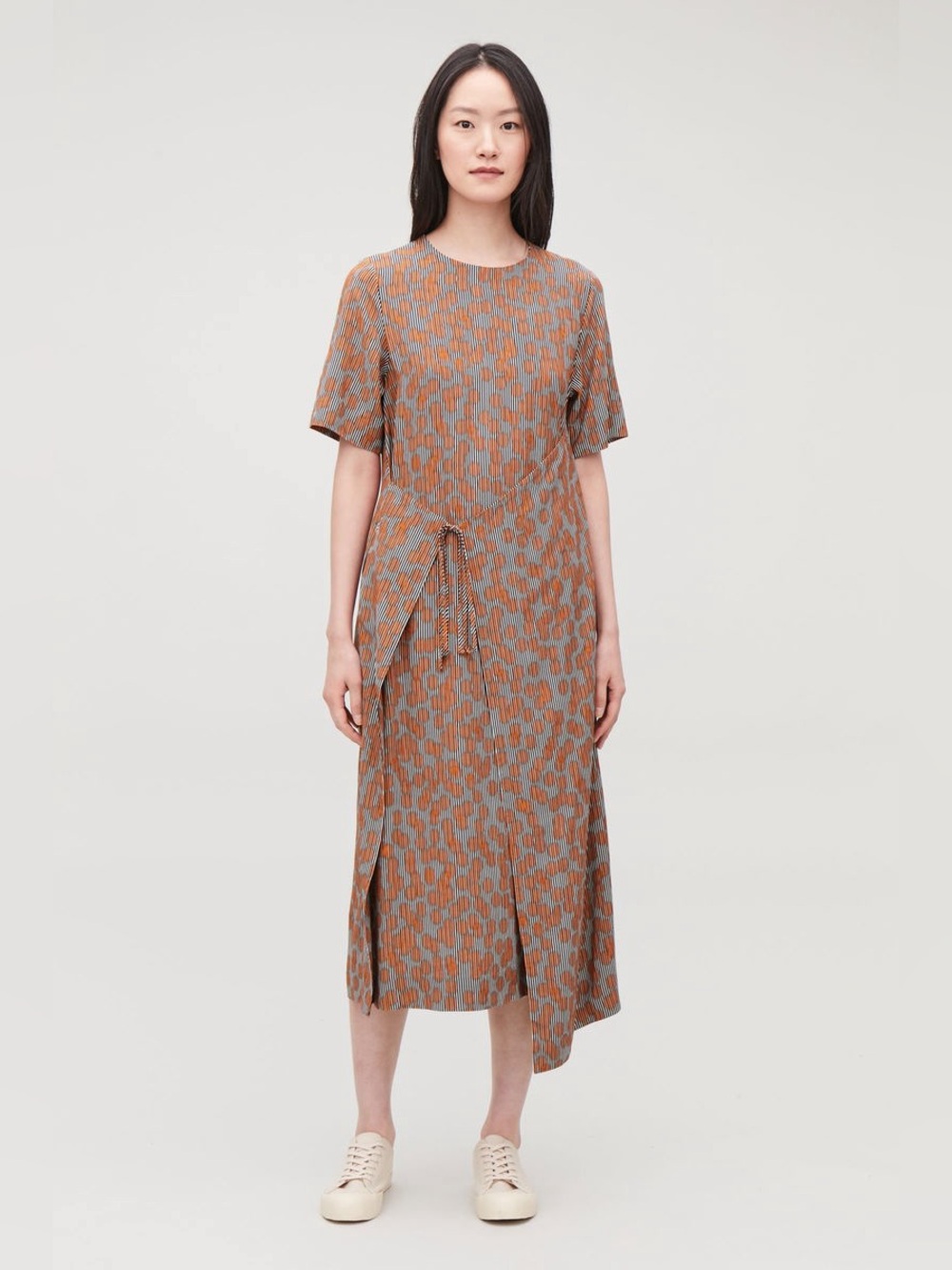 COS Printed Asymmetric Tie Dress